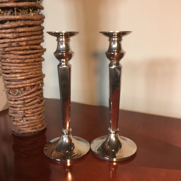 POTTERY BARN pair of silver plated candlesticks